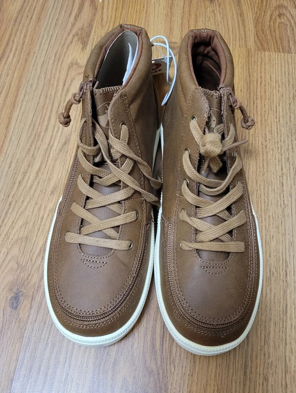 Nwt Billy Shoes Boys Brown Zipup High Top Sneakers